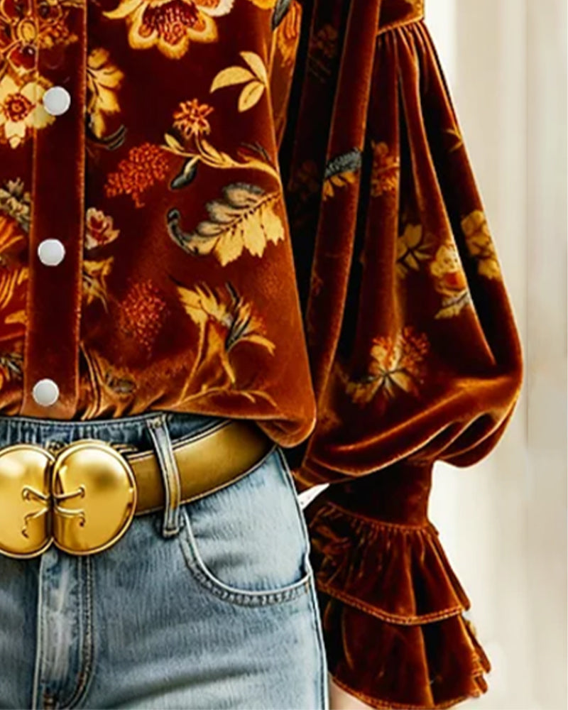 Tryckt Skjorta Med Lyktärmar