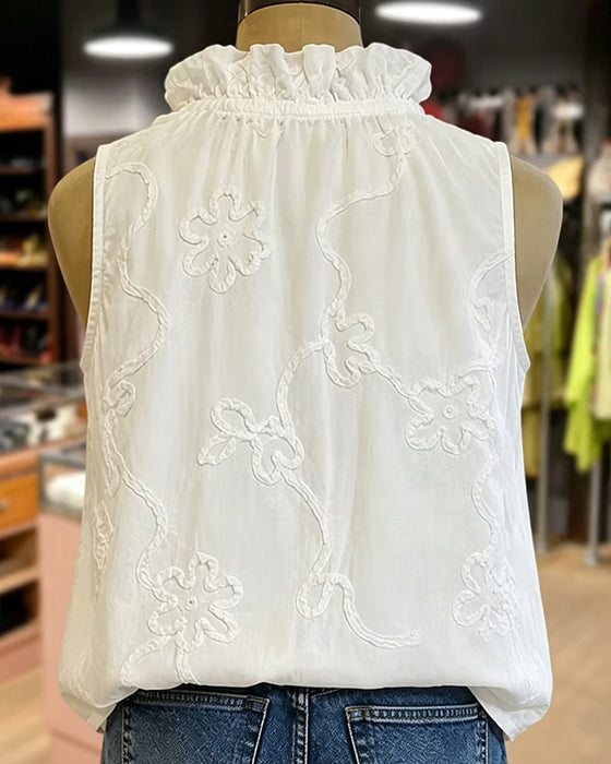Skjorta Ärmlös 3D Blommig Ruffle