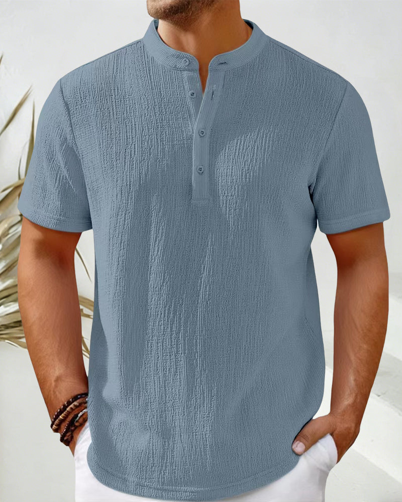 Skjorta Enfärgad Lös Henley