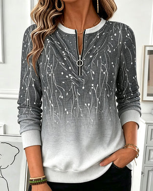 Sweatshirt Rundhalsad Dragkedja Ombre