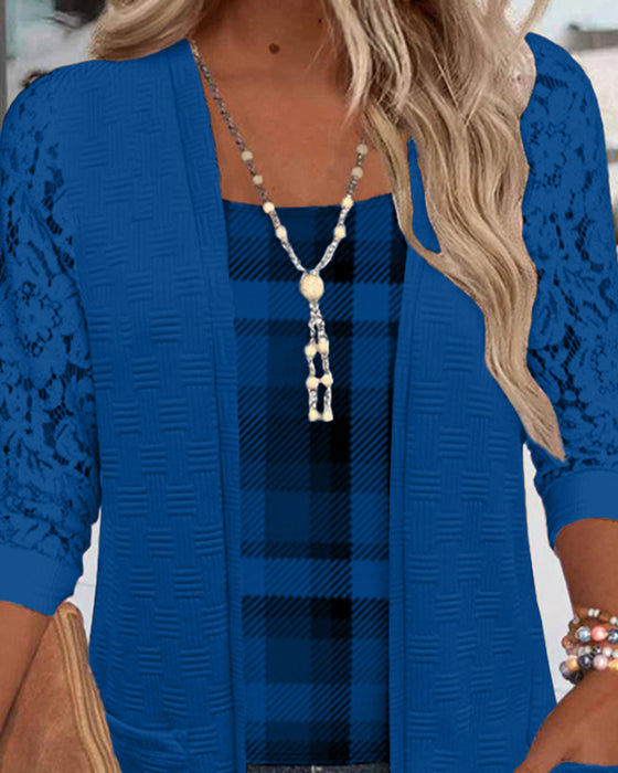 Topp Med Faux Tvådelad Rutig Design