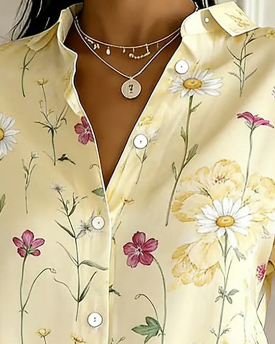 Skjorta Färsk Blommigt Tryck