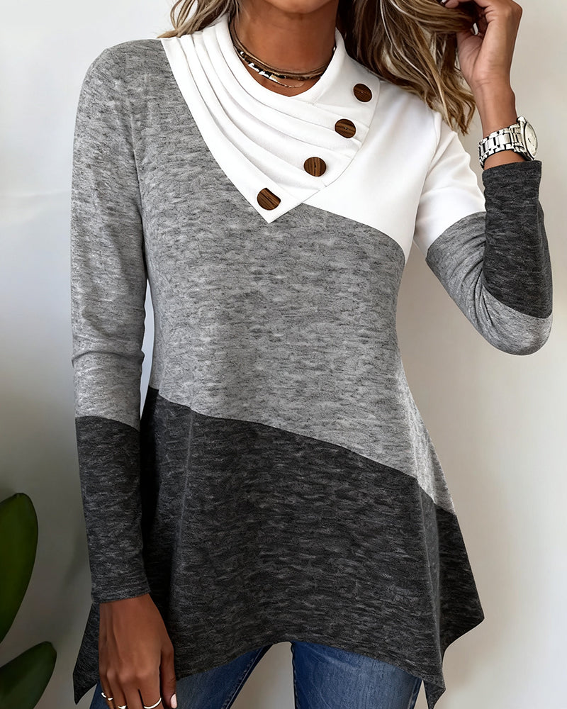 Modig Topp Med Kontrastfärg Och Lapptäcktsdetaljer