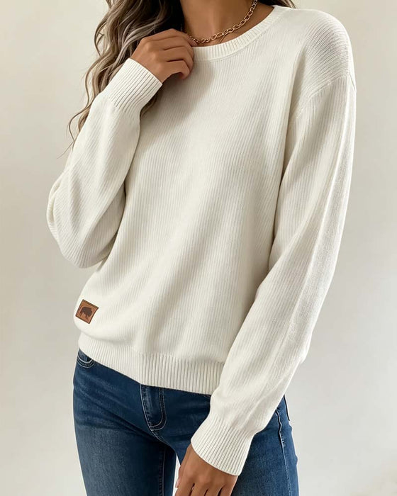 Pullover Rundhals Lång Ärm Stickad