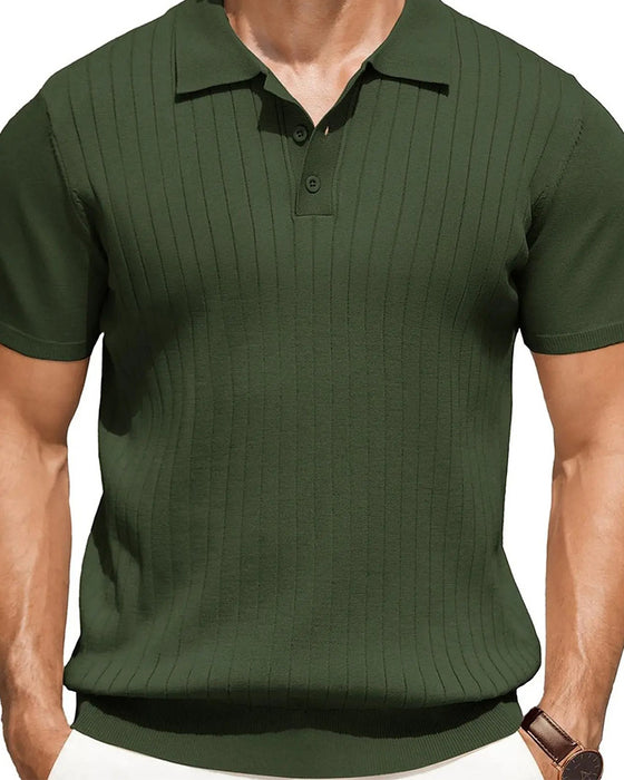 T-Shirt Ribbad Stickad Polo Krage