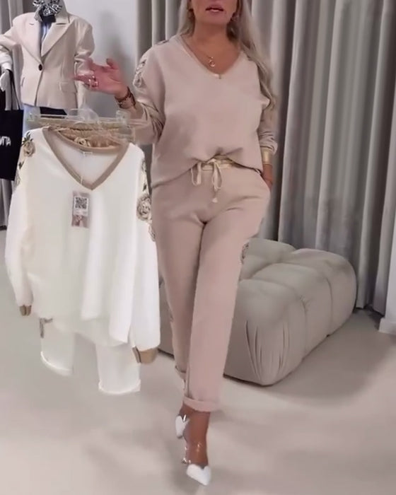 Kostym Långärmad V-ringad Fritidströja