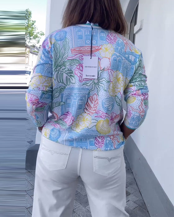 Tröja V-Ringad Mönstrad Mode