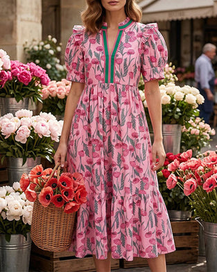 Klänning Hög Midja Tryckt