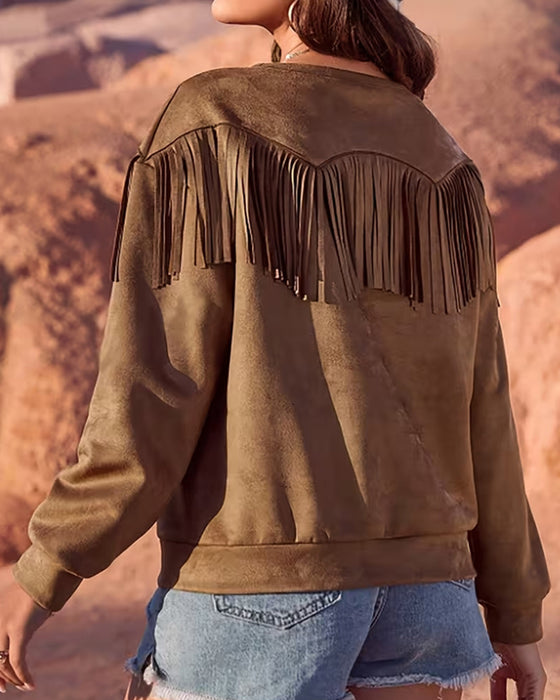 Långärmad Topp I Enfärgad Med Crewneck