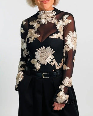 Blus Trumpetärm Mod Blommor