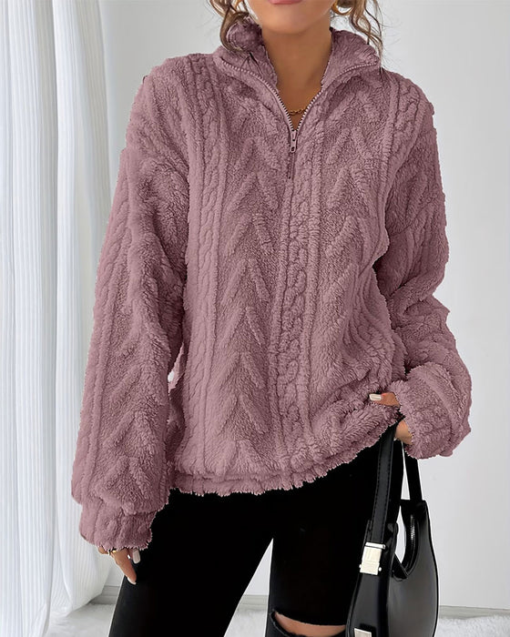 Sweatshirt Dubbelsidig Fleece Halv Dragkedja