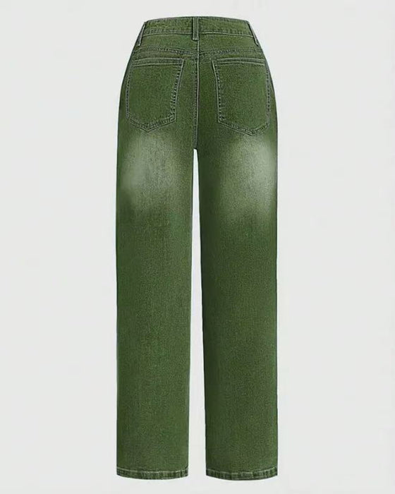 Jeans Multi-Knapp Tvättad Lös