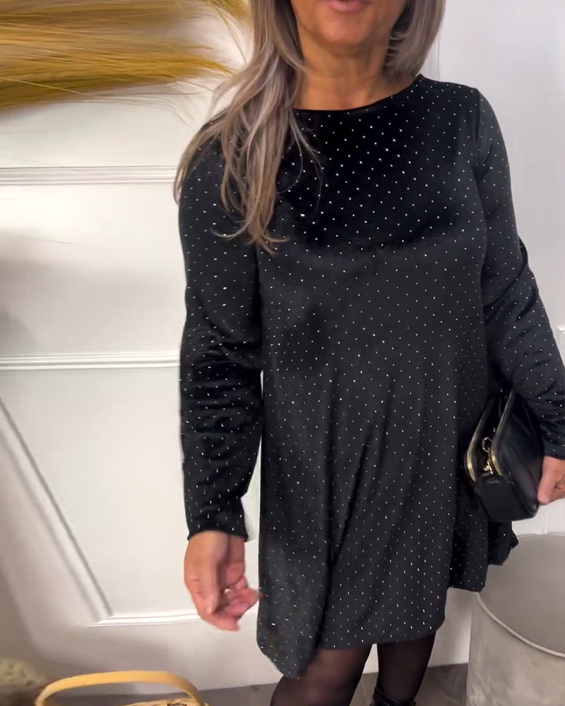 Klänning Rund Hals Strasstenar