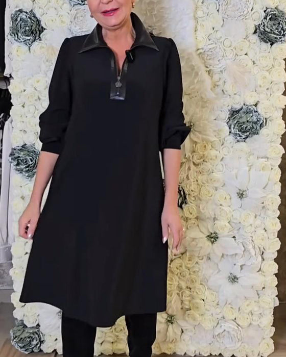 Modeklänning Med Halv Dragkedja Och Krage