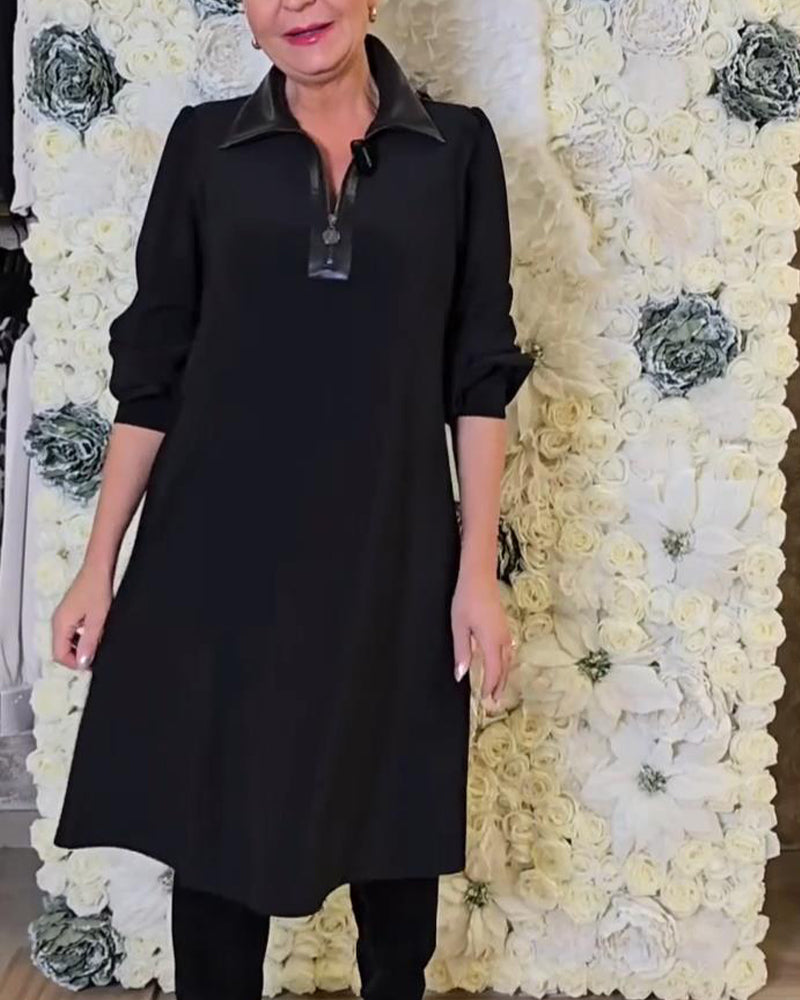 Modeklänning Med Halv Dragkedja Och Krage