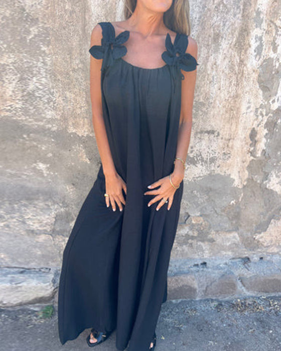 Klänning Ärmfri Enfärgade Trendig Lång