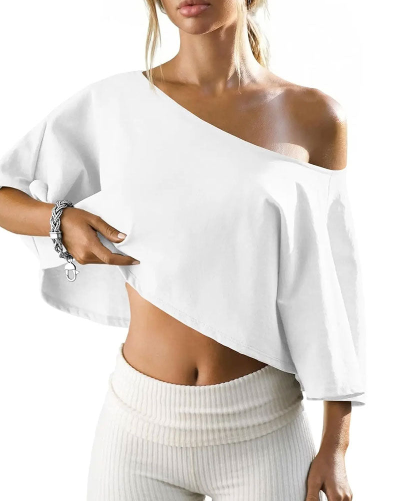 T-Tröja Enaxel Croppad Cold Shoulder