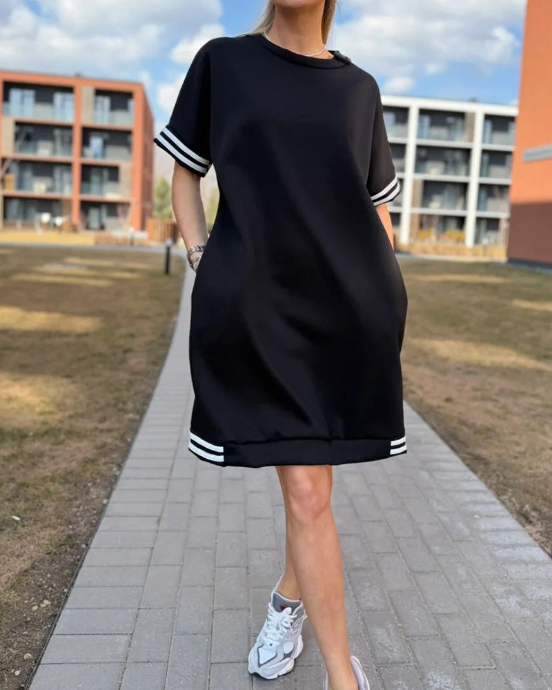 Klädning Rundhalsad Rand Casual