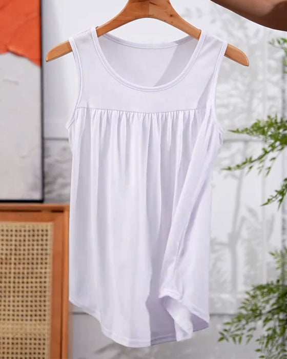 Tredelad set Ärmlös Plisserad Löst sittande väst