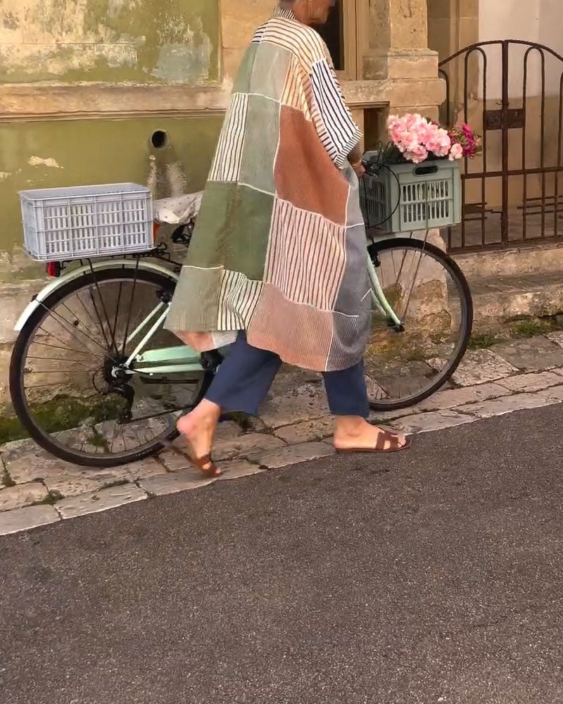 Klänning Rutig Randig Patchwork Lös