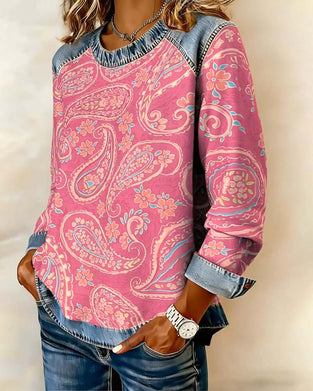 Stilfull Hoodie Med Färgblockning Och Rund Halsringning