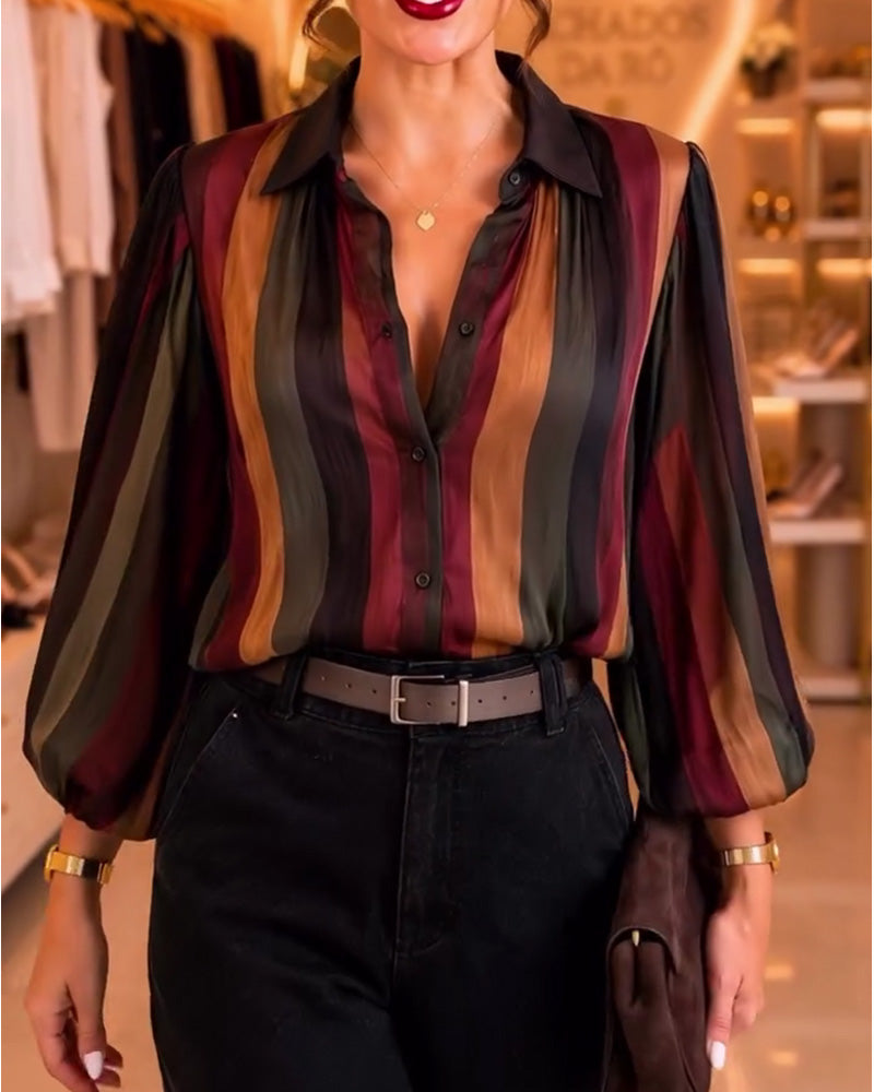 Blus Retro Rand Puffärm