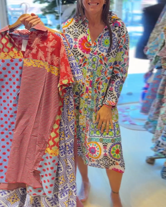 Klänning Långärmad Bohemtryck