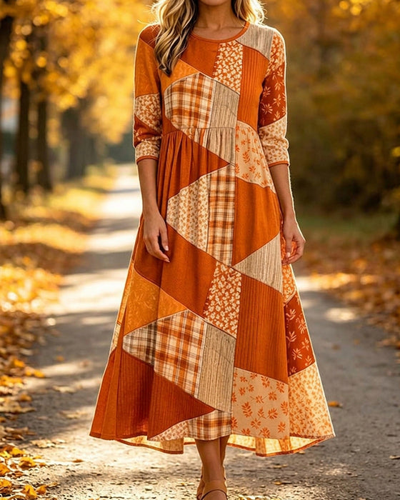 Klänning Patchwork Rutig Blommig