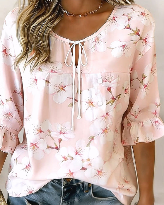 Blus Körsbärsblomstryck Slips