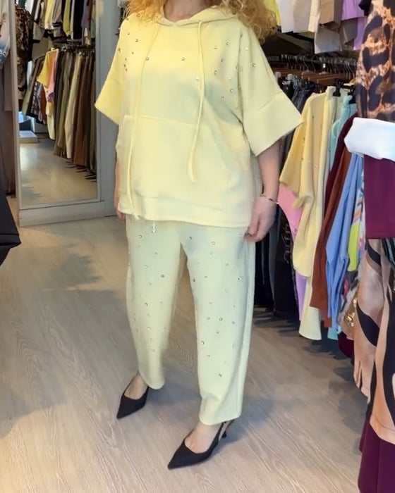 Set Med Huva Pärldetaljer Avslappnad