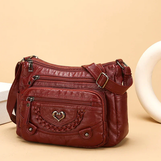 Damernas Mjuka PU Läder Multi-Ficka Crossbody Väska