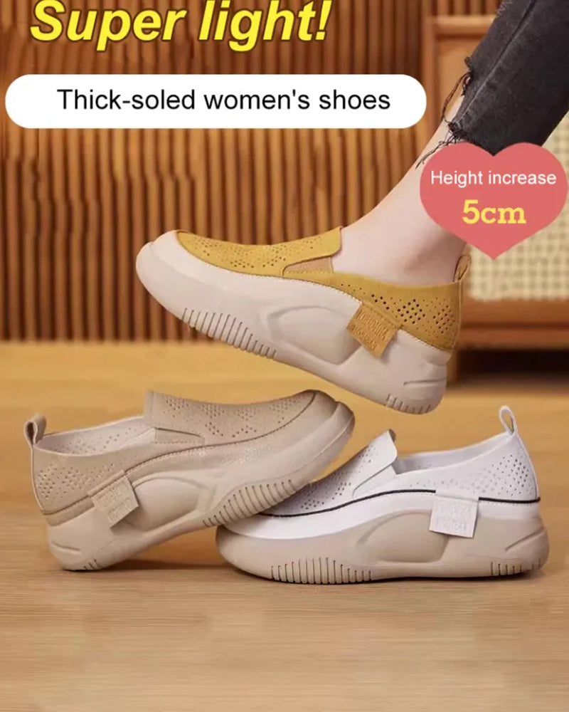 Skor Tjocksulade Dam Urholkade Loafers Rund Tå Hätta