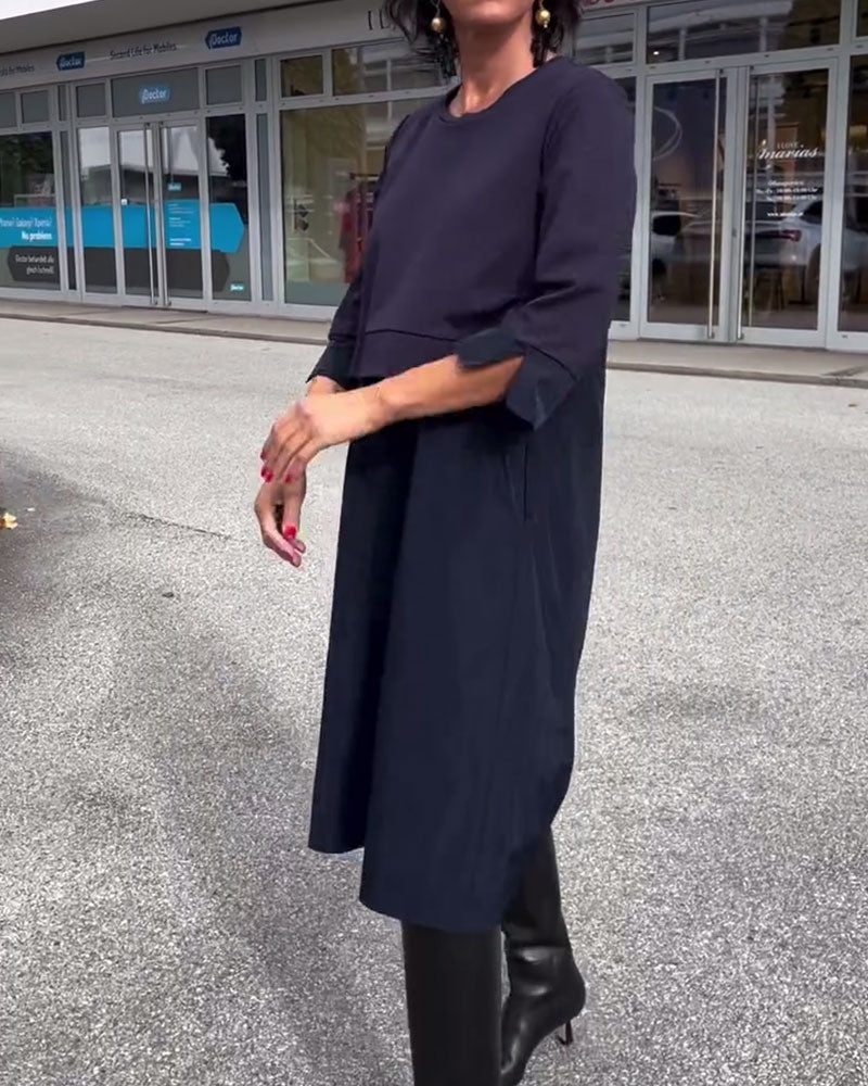 Klänning Rund Halsringning Lapparbete Modern