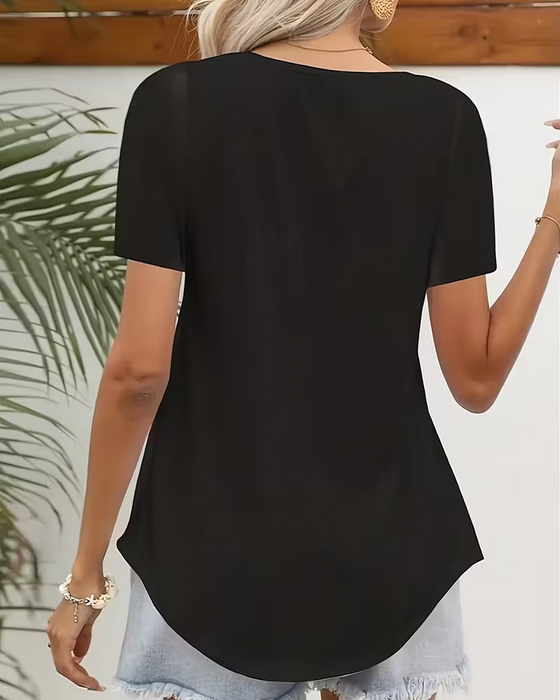 T-Shirt Våg Fyrkantig Hals Kort Ärm