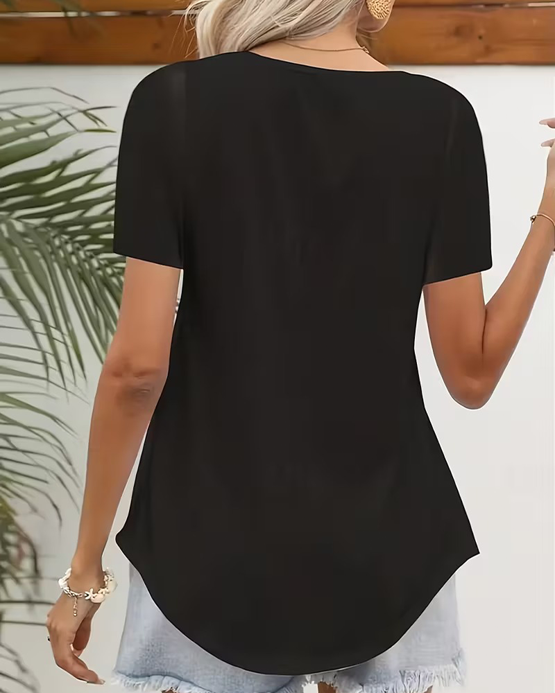 T-Shirt Våg Fyrkantig Hals Kort Ärm