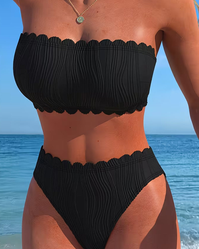 Bikini Texturerad Svamp Bandeau Splitt