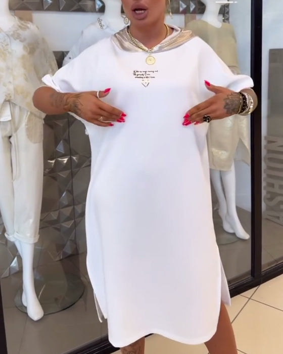 Klänning Huvtröja Enfärgad Lös Slits