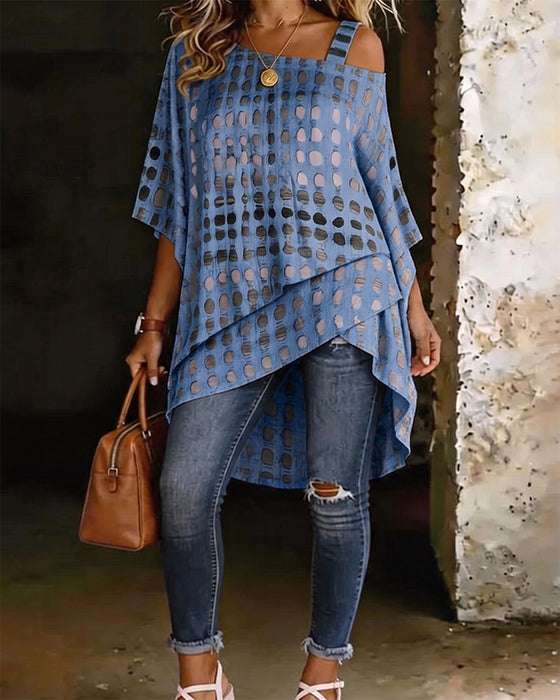 Blus Prickigt Print Enaxel Oregelbunden