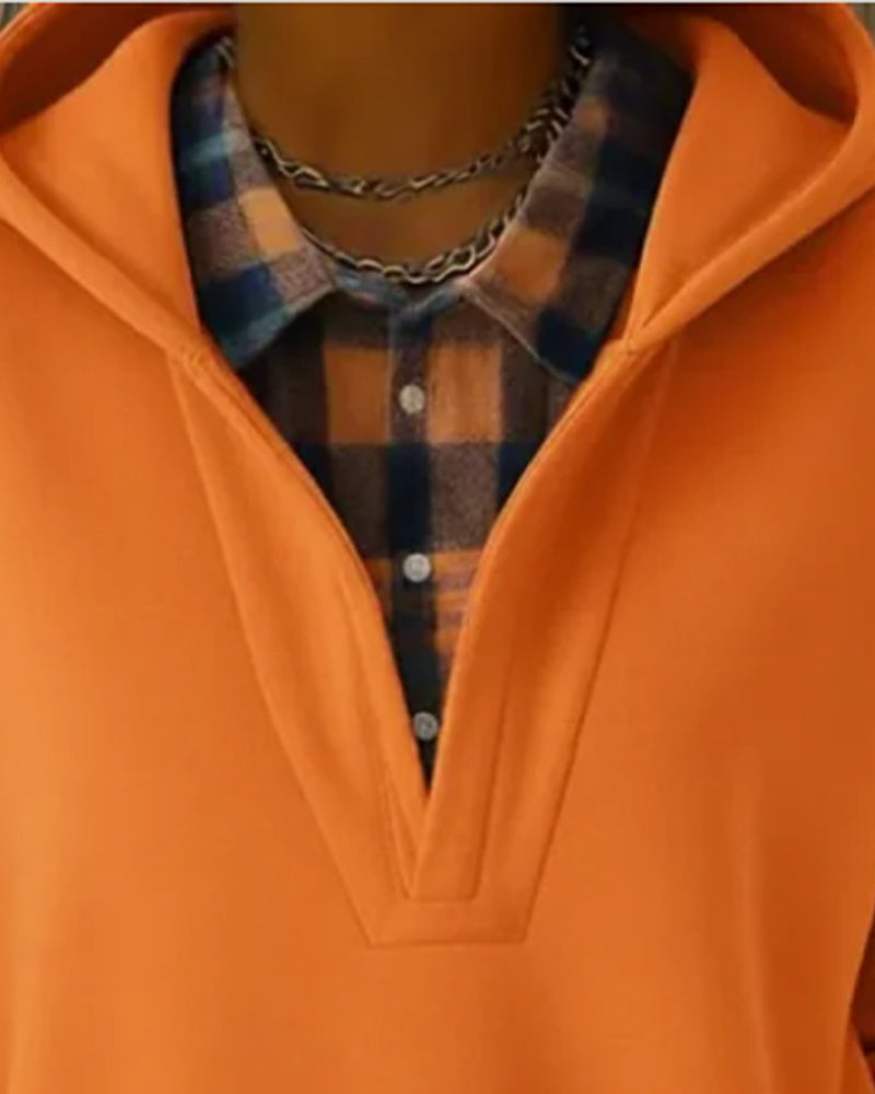 Huvtröja Fejk Tvådelad Rutig Patchwork