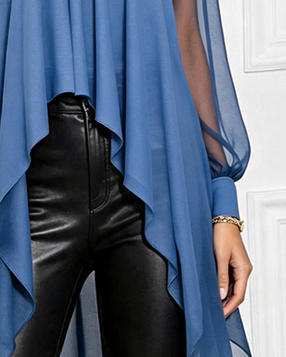 Blus Rynkad Oregelbunden Casual