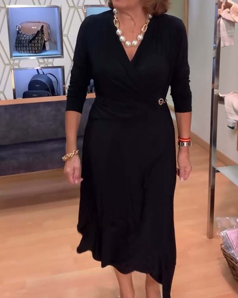 V-ringning Smalpassad Midjeslit Klänning