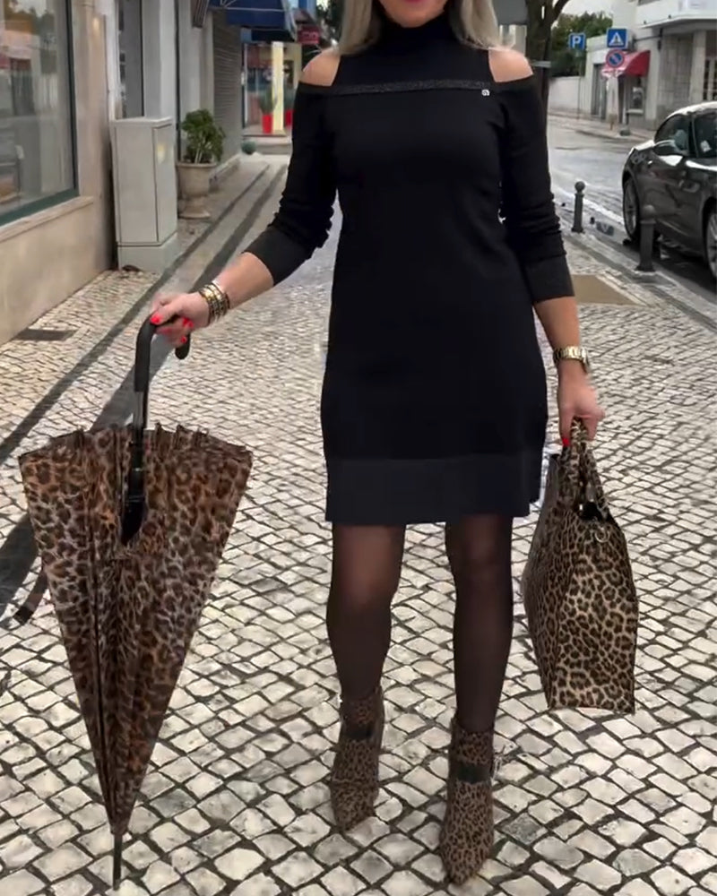 Klänning Avvikande Axel Långärmad Mode