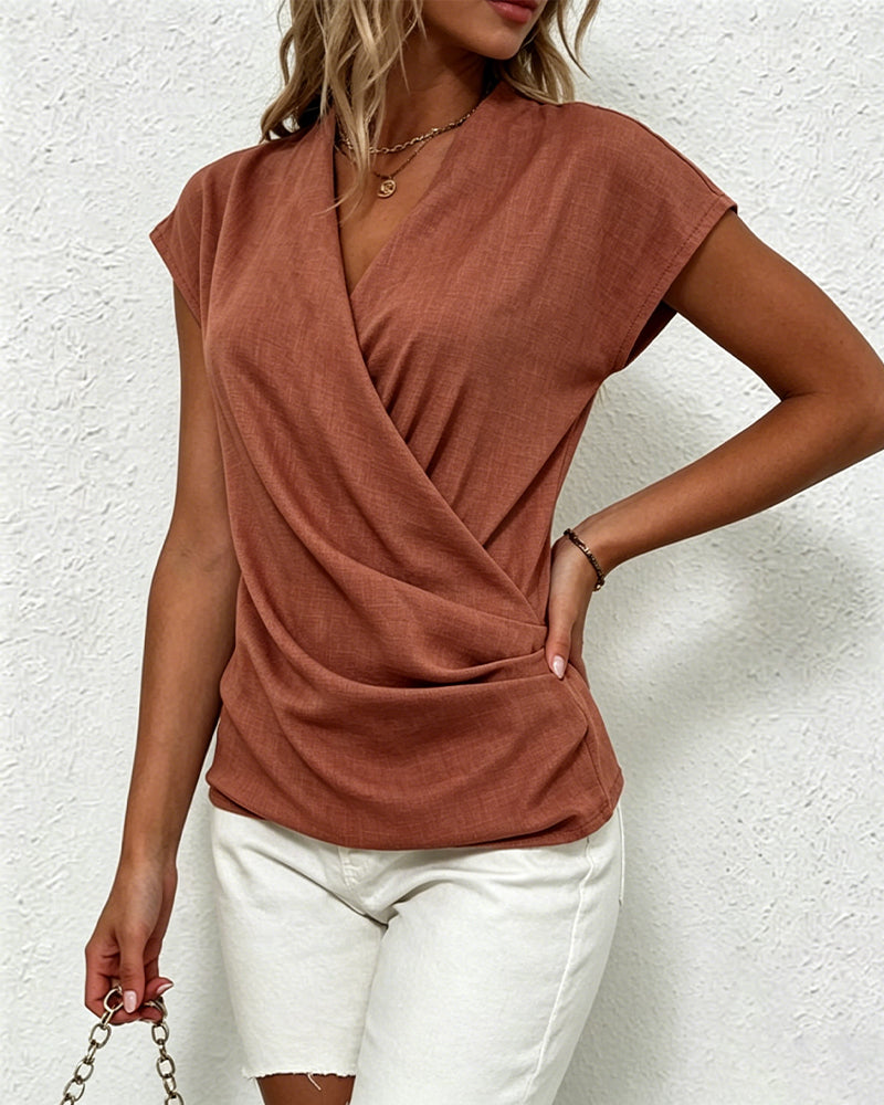 Blus Med Korslagda Veck