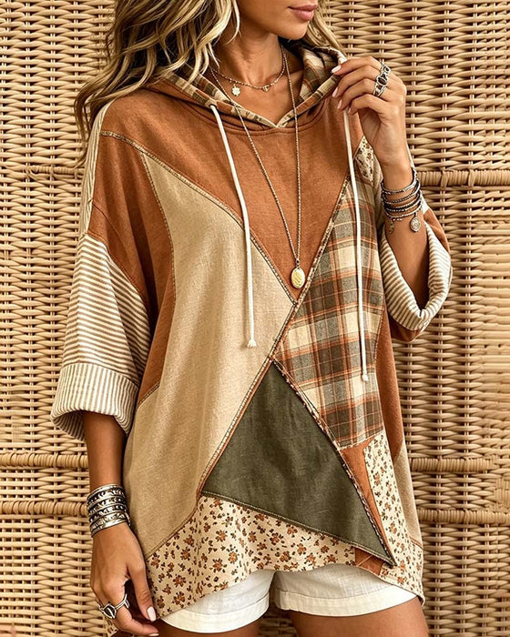 Hoodie Ruta Rand Blommig Patchwork
