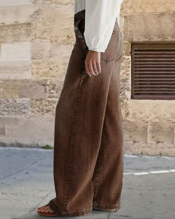 Jeans Multi-Knapp Tvättad Lös