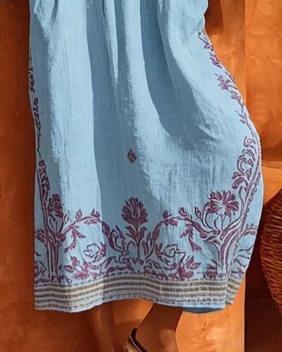 Klänning V-Ringning Etniskt Print Loose Fit