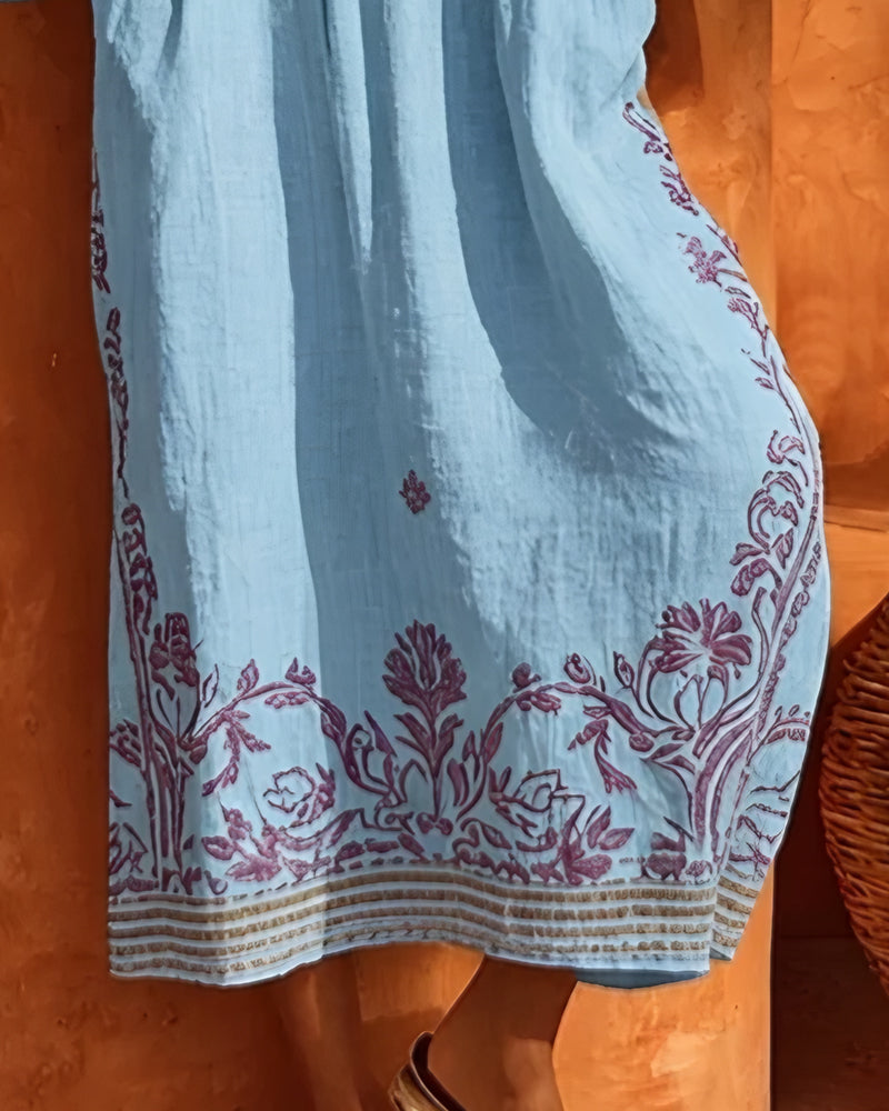 Klänning V-Ringning Etniskt Print Loose Fit