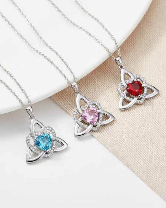 Födelsesten Keltisk Treenighetsknut Hjärta Halsband ✨ Hjärtformad Keltisk Treenighetsknut Födelsesten Hänge