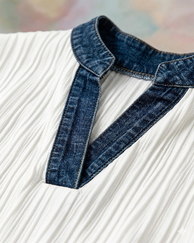 T-shirt Ribbad Jeans Sammanfogad