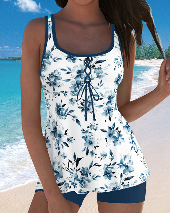Tankini Mönstrad Kroppstäckande Boxershorts